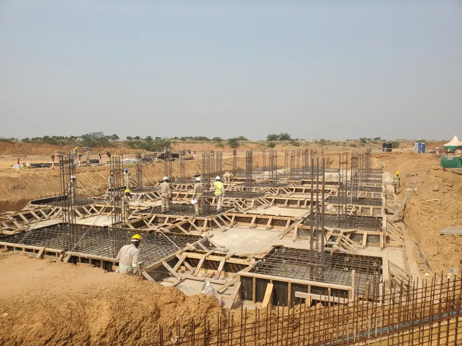 Site teams working on foundation construction
